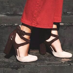 FREE PEOPLE x FARYL ROBIN Atwood Vegan Suede Leather Heel Brown Tan Size 7